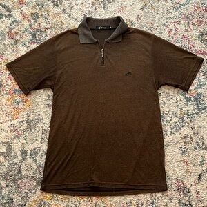 Minge Alligator 1/4 Zip Brown Short Sleeve Premium Shirt Men’s Size 48 Medium